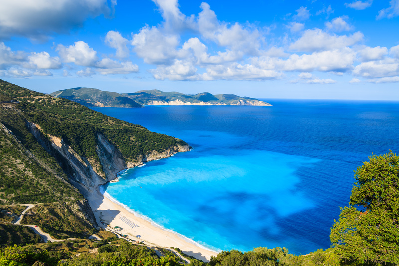 Pláž Myrtos, Kefalónia, Grécko